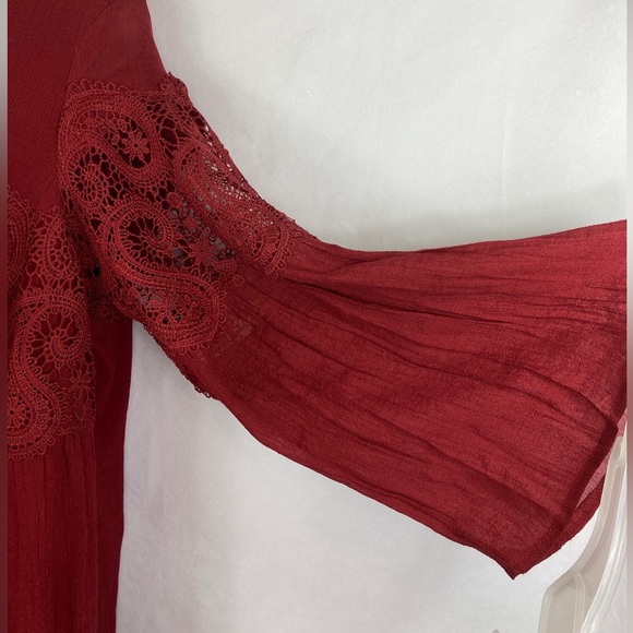 Indigo Rose Women's Dress Boho Burgundy Festival Lace Ruffles Lined Size 2x - Picture 3 of 14